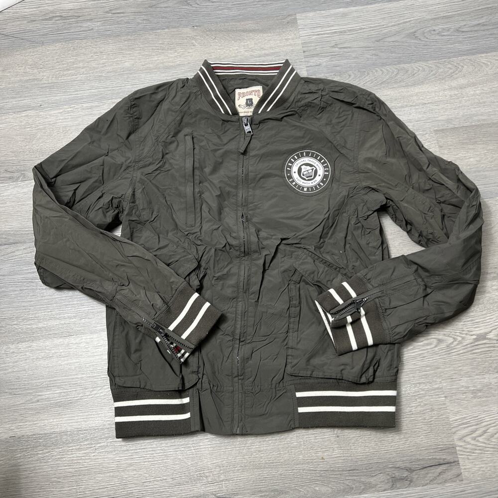 Pronto 1990 Varsity Jacket Size Large Green